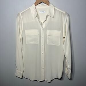 Equipment Femme Blouse Cream Silk Button Up Office Dressy Evening Career Suit S